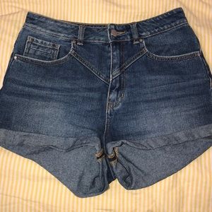 High waisted denim shorts